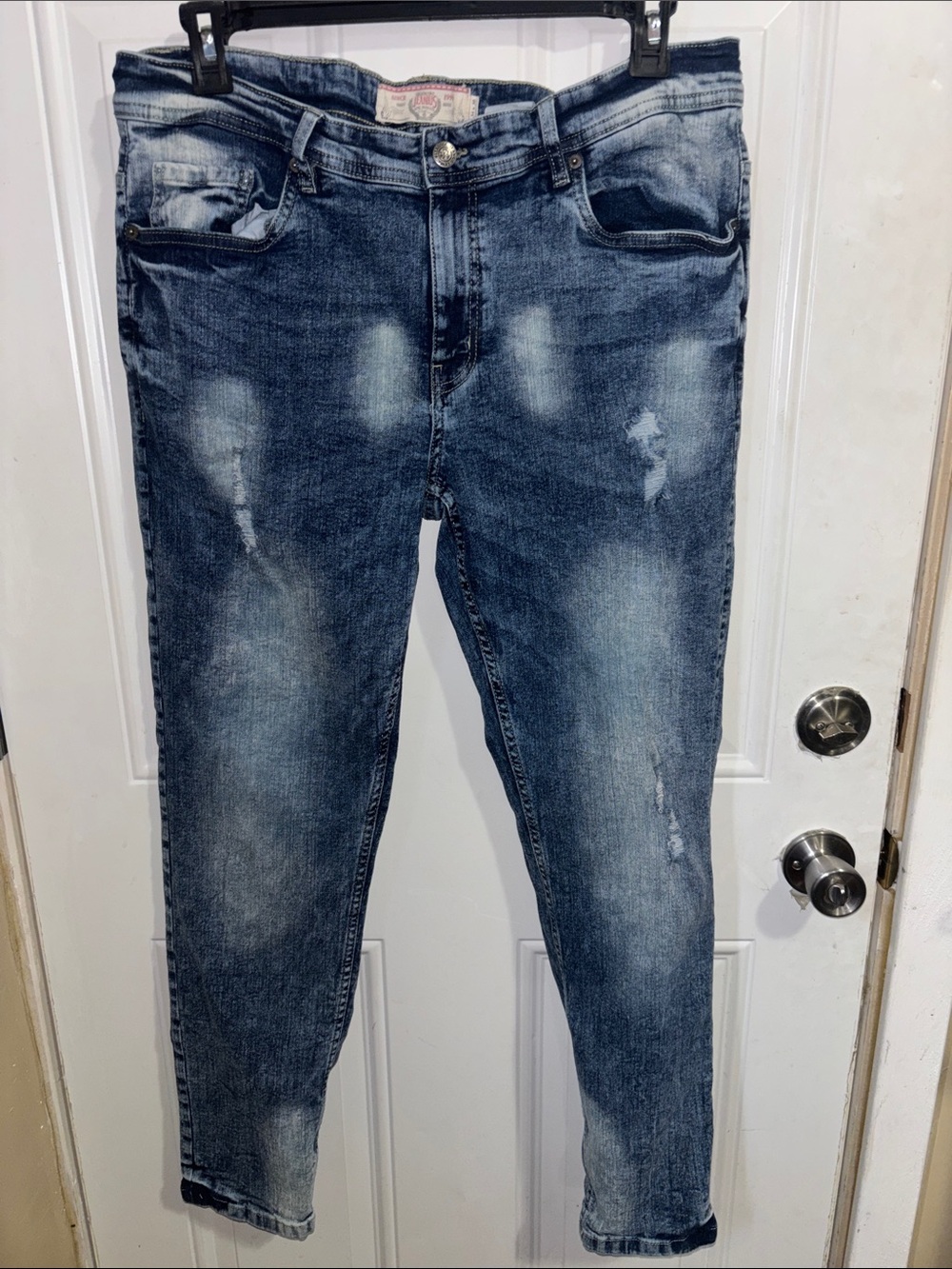 adidas Men's Skinny Distressed Blue Jeans